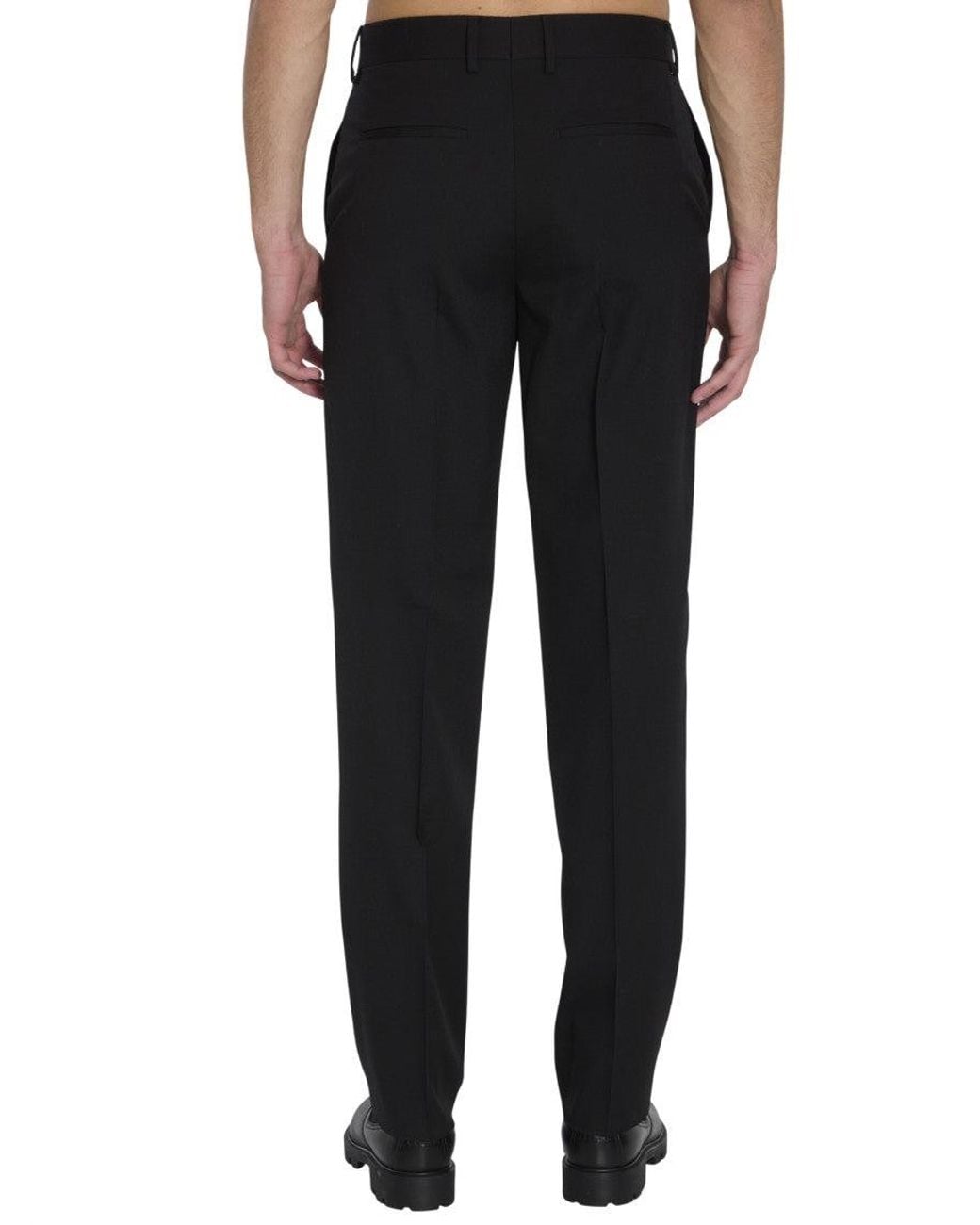 Fendi Black Flat Front Trousers for men
