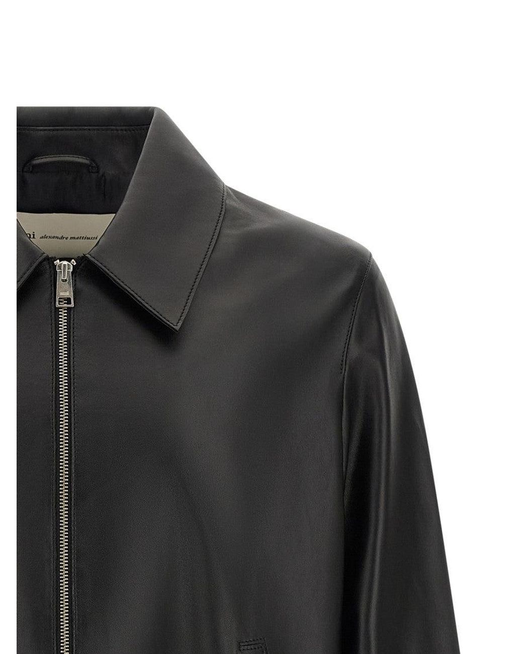 AMI Black Leather Jacket for men