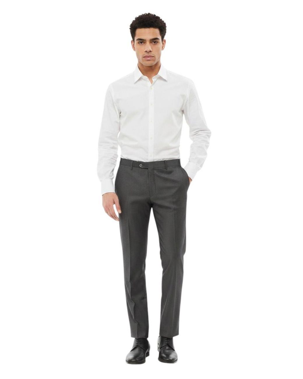 Corneliani Gray Flat Front Pants for men
