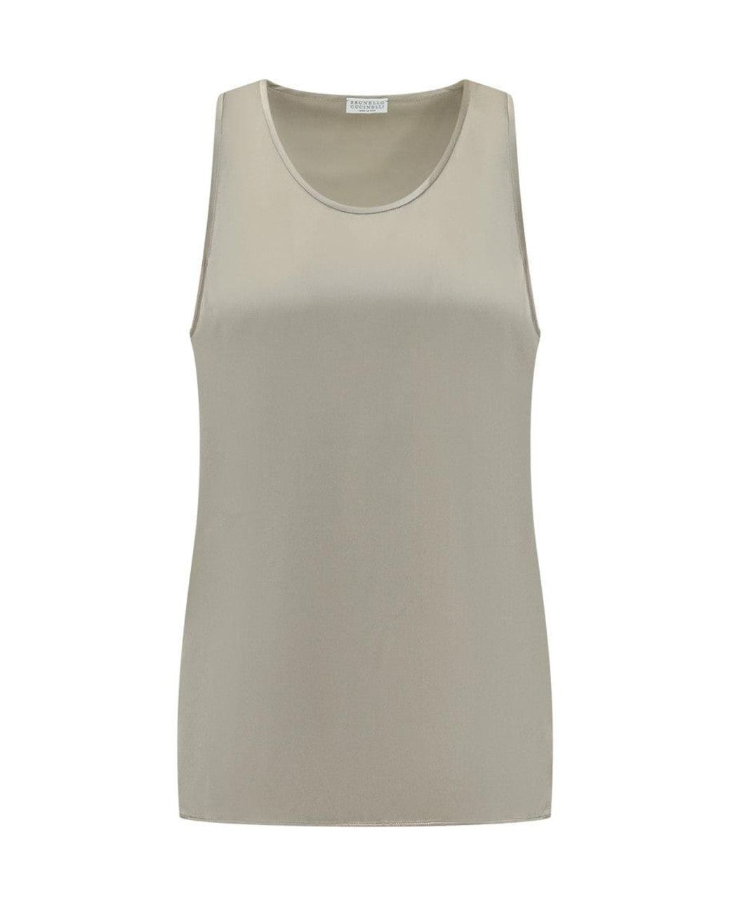 Brunello Cucinelli Gray Sleeveless Giro Neck Top