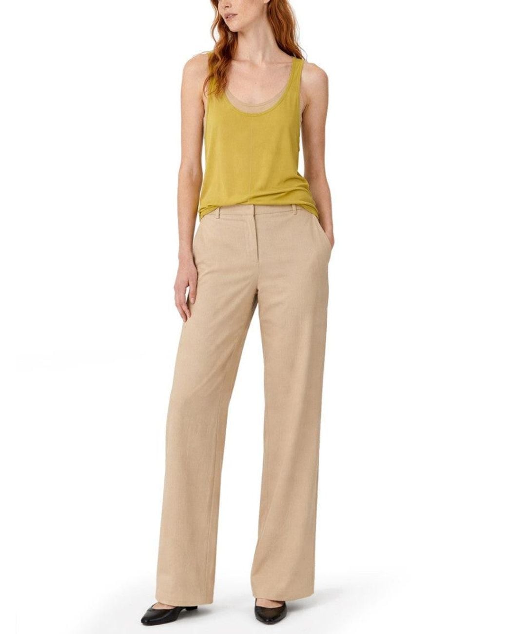 Paul Smith Yellow Solid Scoop Neck Top