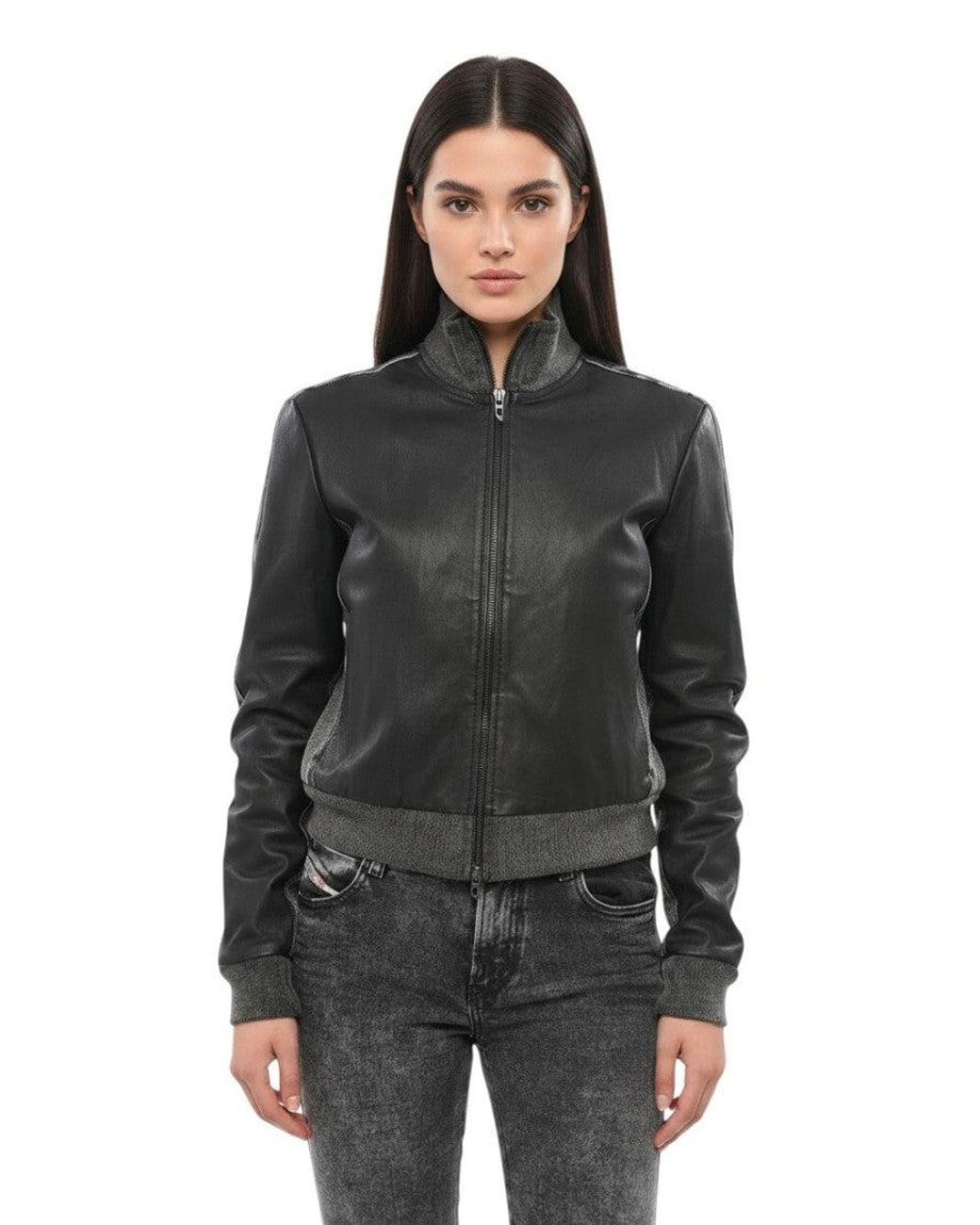 DIESEL Black Mock Collar Jacket