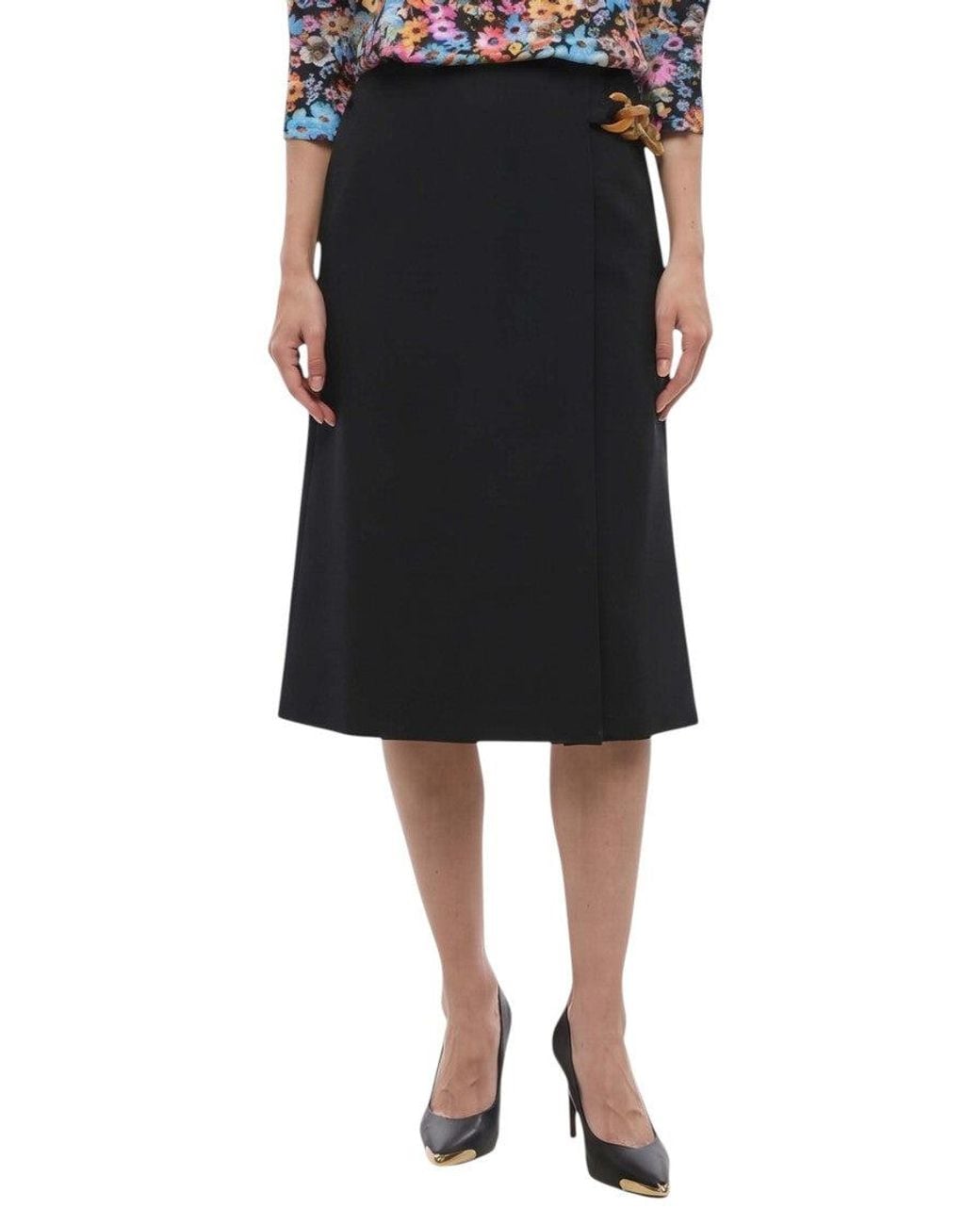 Stella McCartney Black Solid Midi Skirt