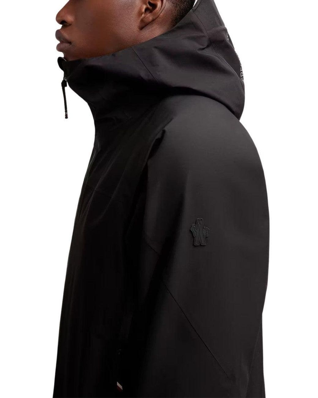 Moncler Black Printed Hooded Jacket for men