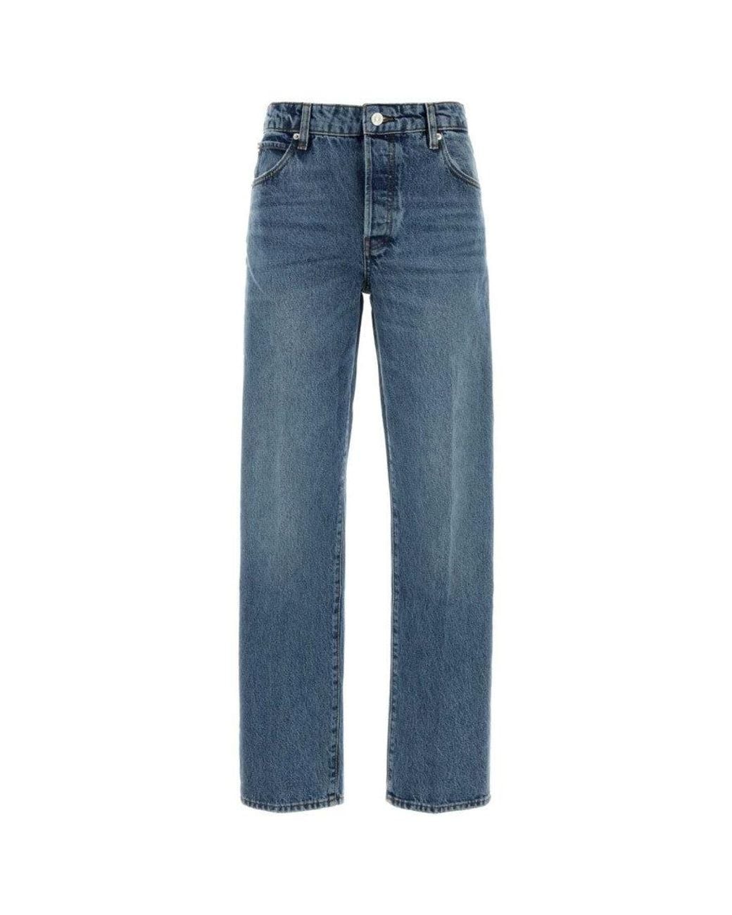 FRAME Blue Light Straight High Rise Jeans