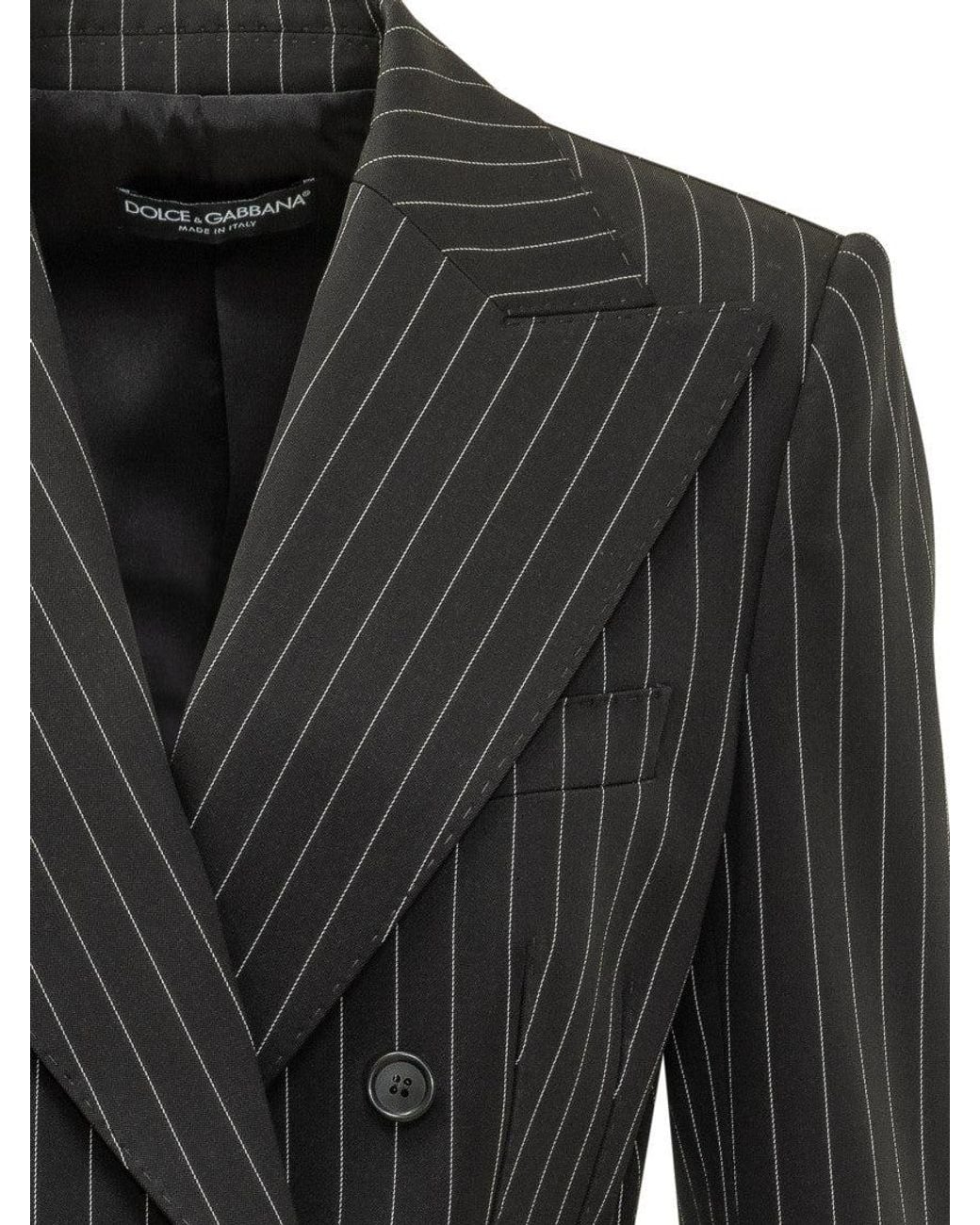 Dolce & Gabbana Black Tailored Blazer With Striped Detailing for men