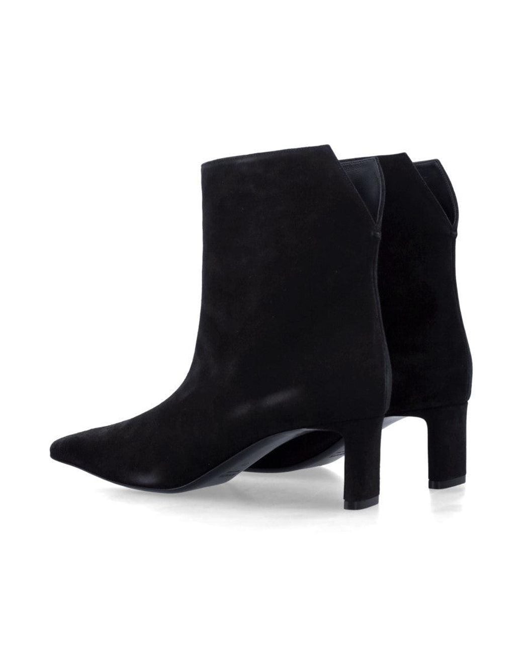 Khaite Black Pointed-Toe Ankle Boots
