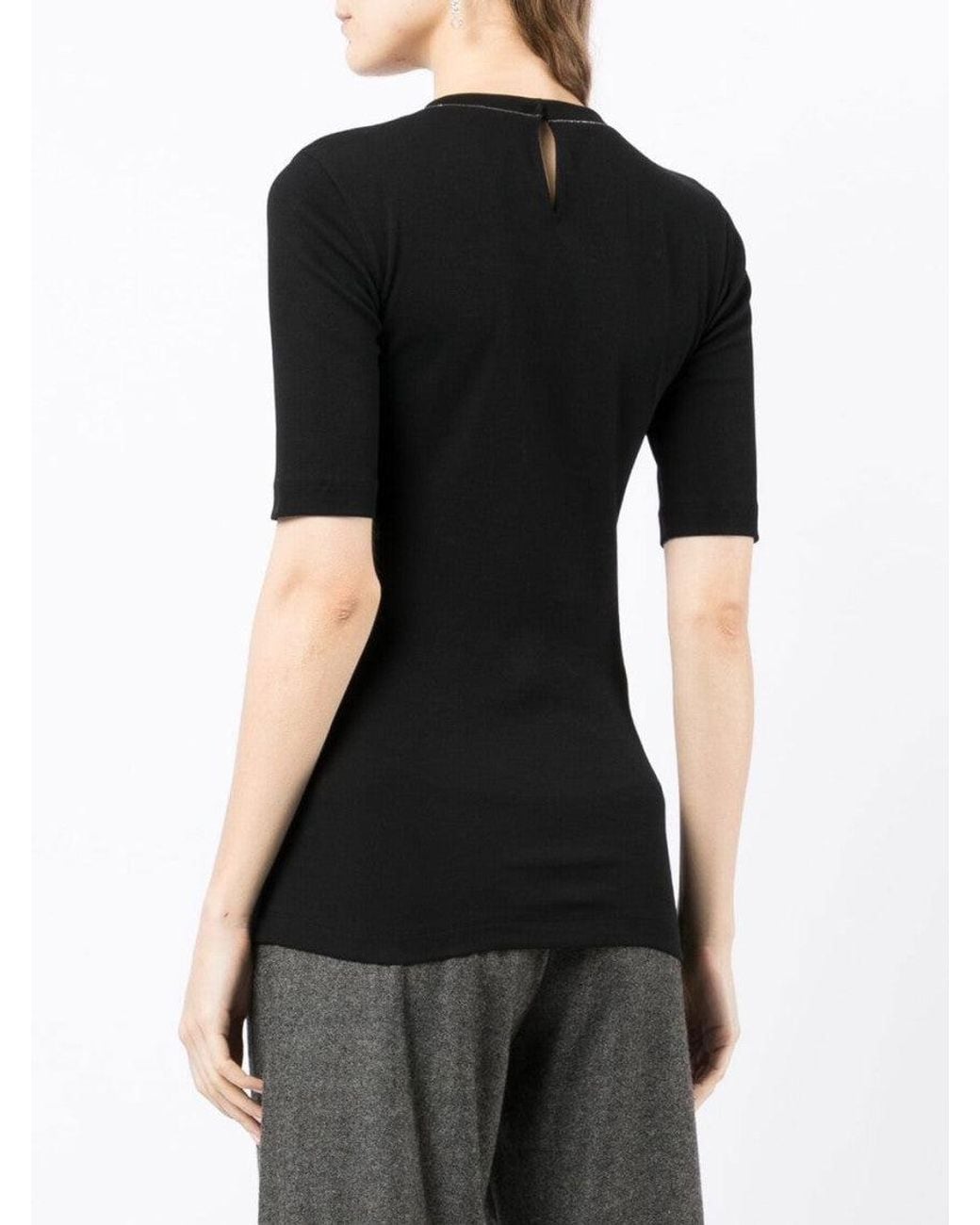 Brunello Cucinelli Black Cotton T-Shirt
