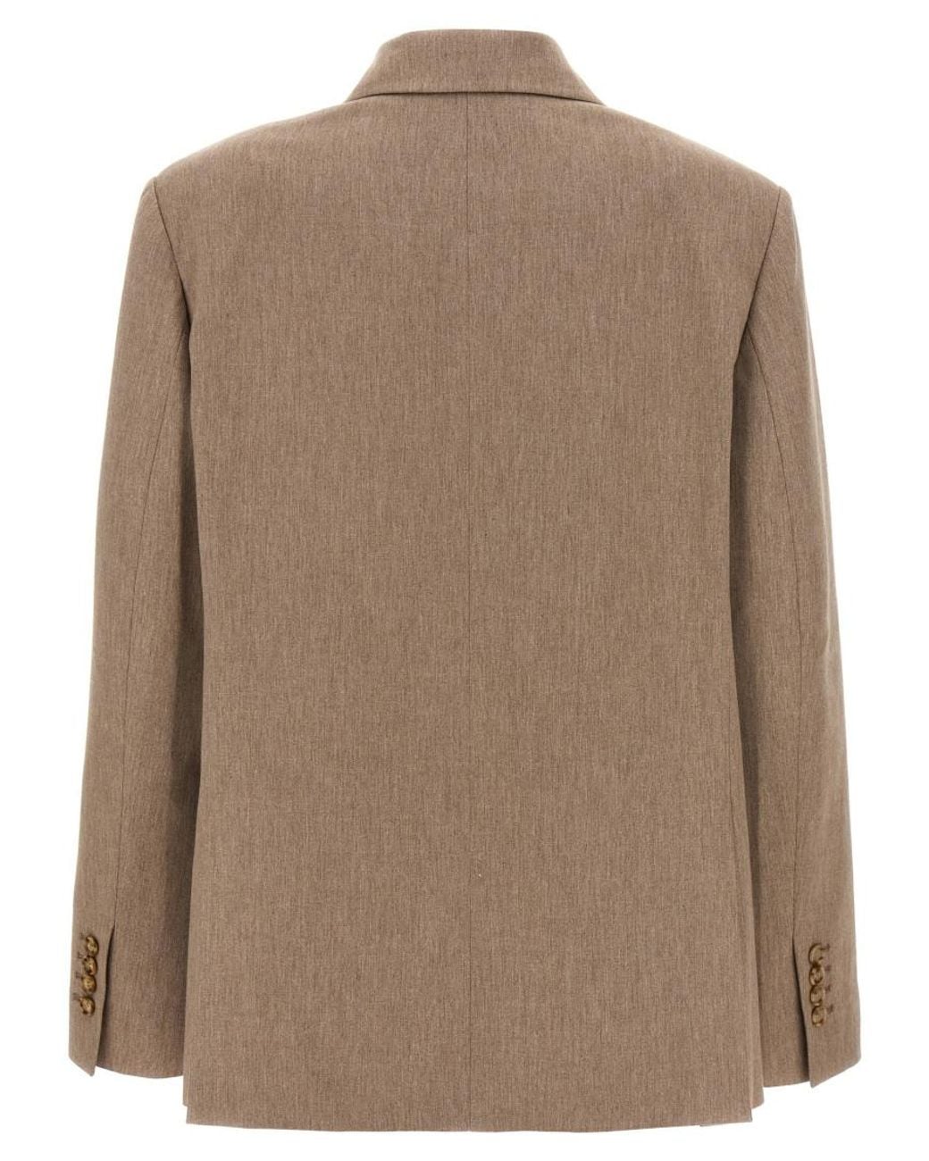 ANDAMANE Brown Double-Breasted Viscose Blend Blazer