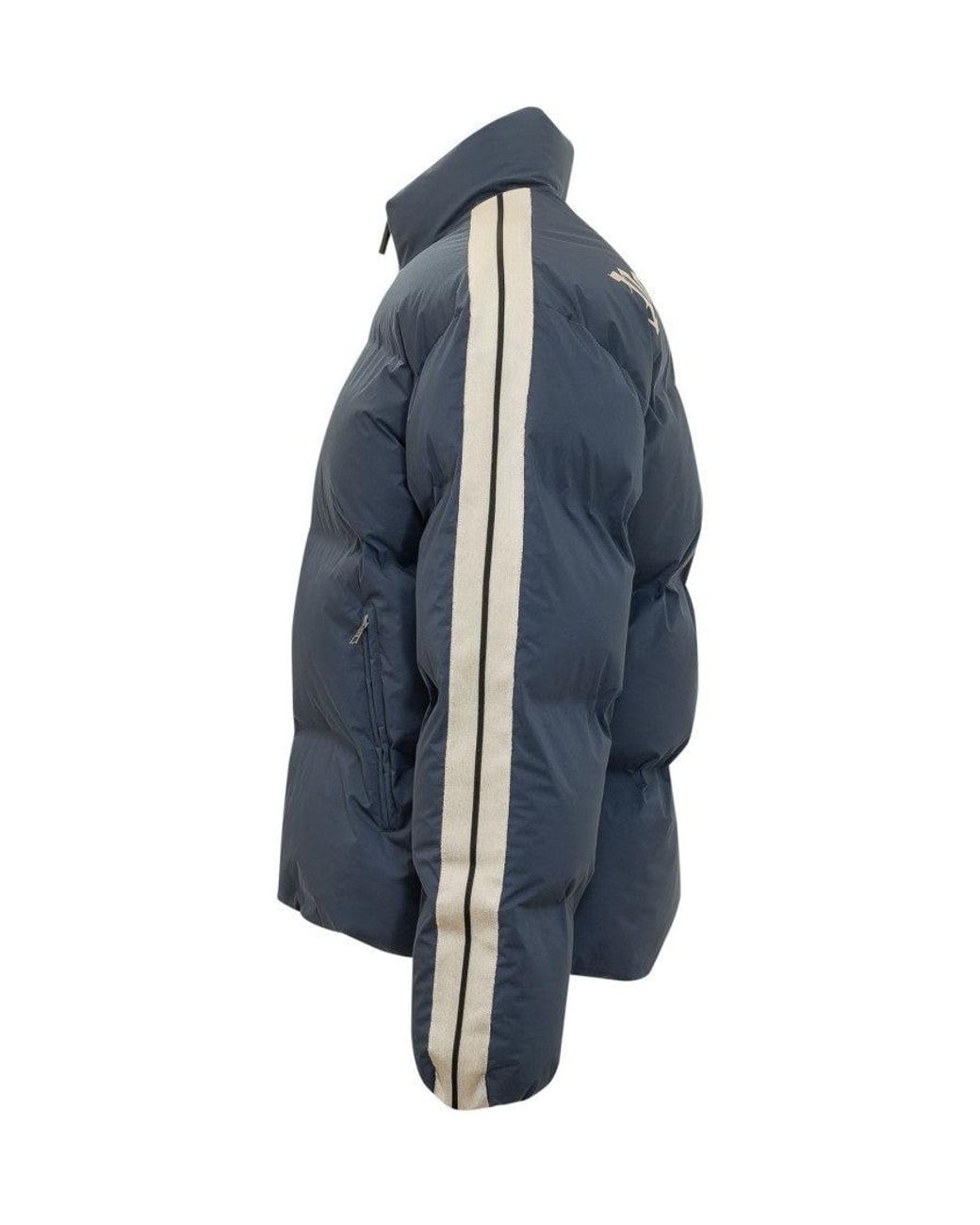 Palm Angels Blue Solid Mock Collar Jacket for men