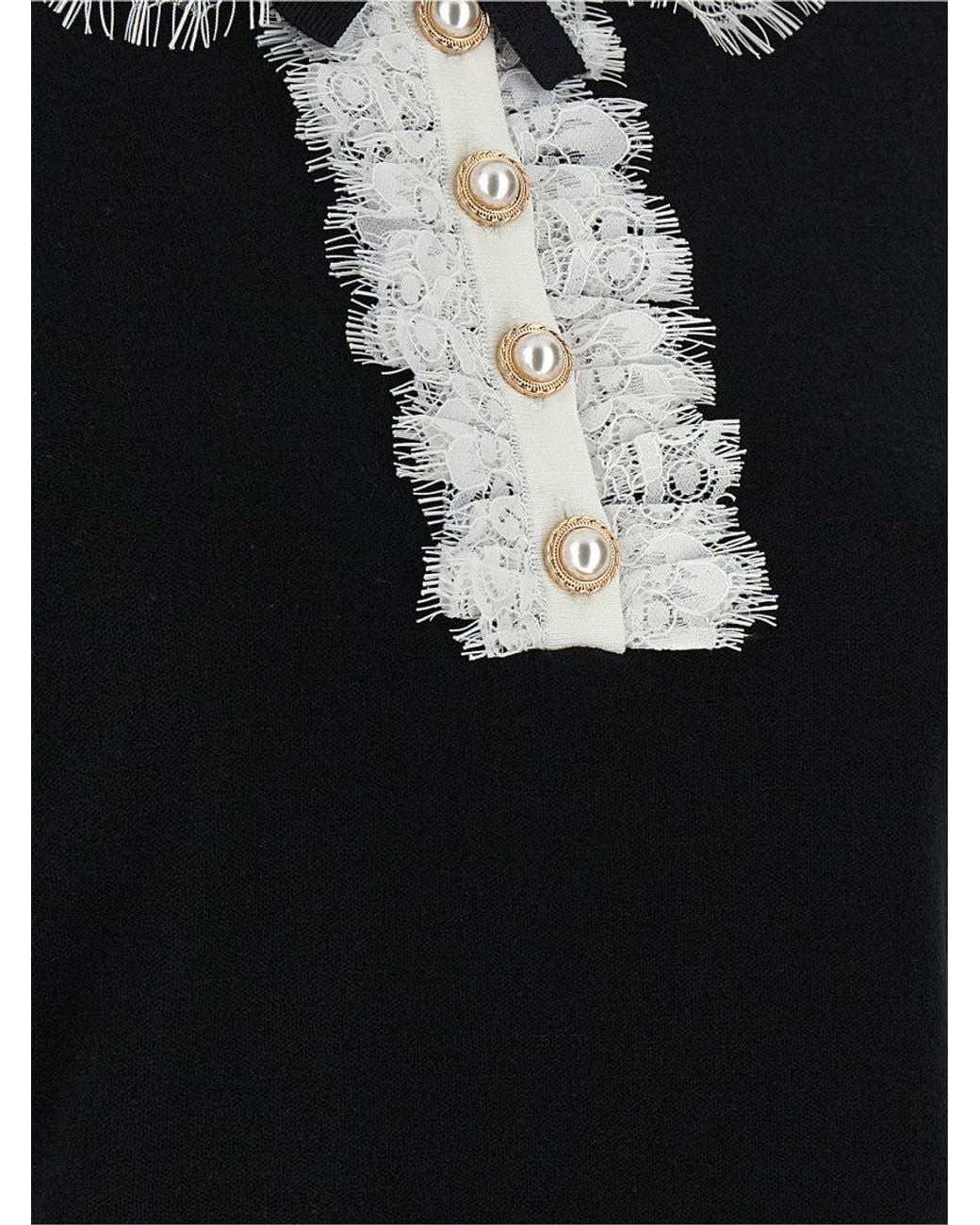 Self-Portrait Black Lace Collar Top