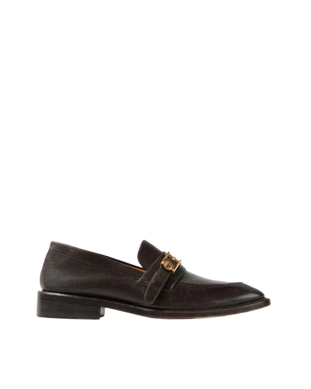 Versace Black Leather Primo Loafers for men