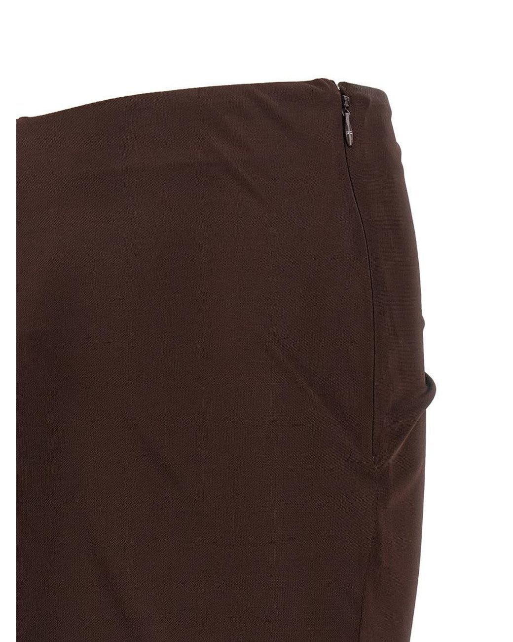 Elisabetta Franchi Brown Shiny Viscose Skirt