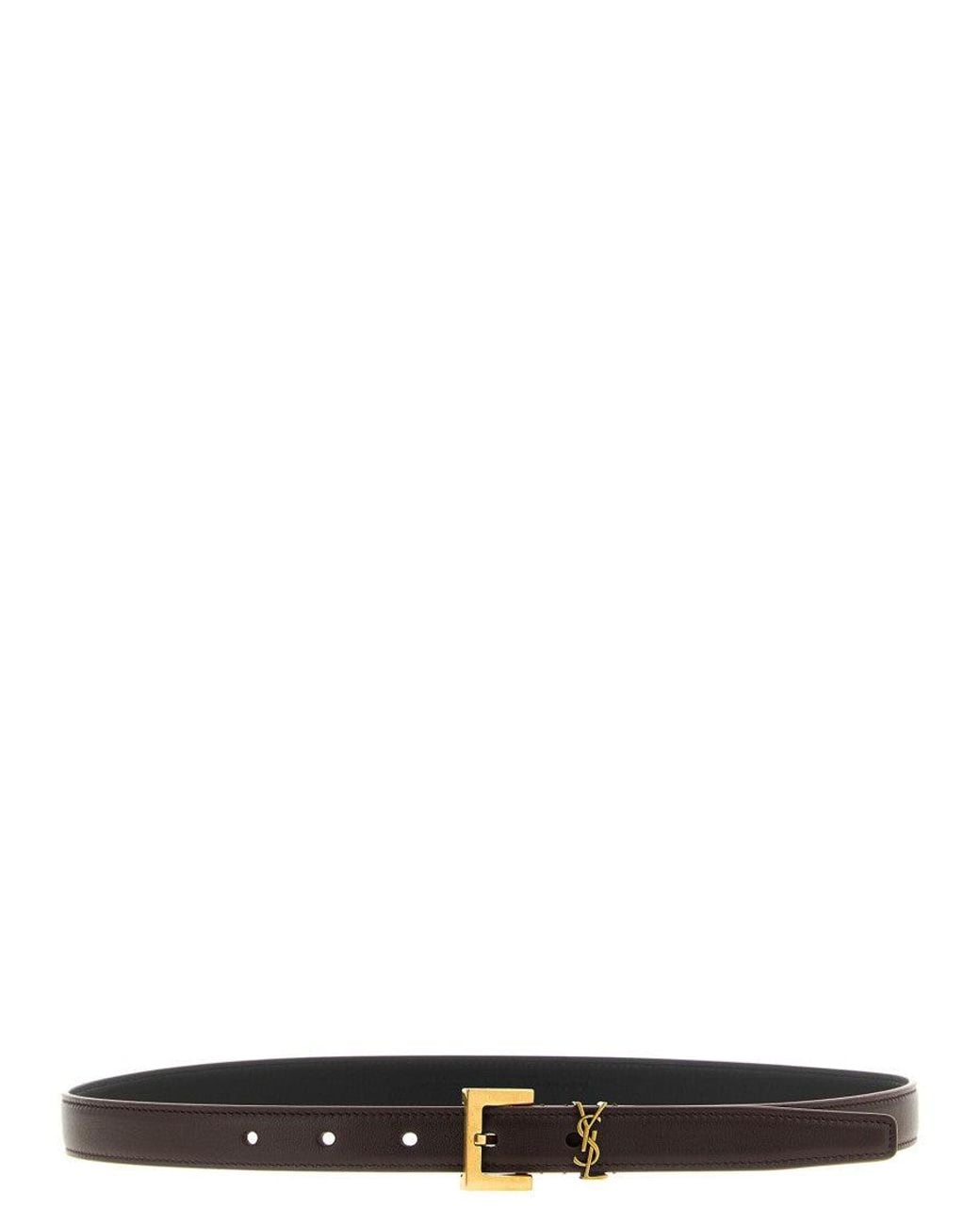 Saint Laurent Black Cassandre Buckle Belt