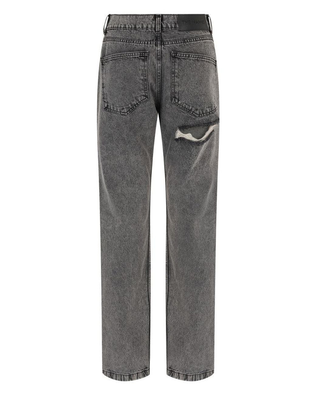 The Mannei Gray Straight High Rise Jeans