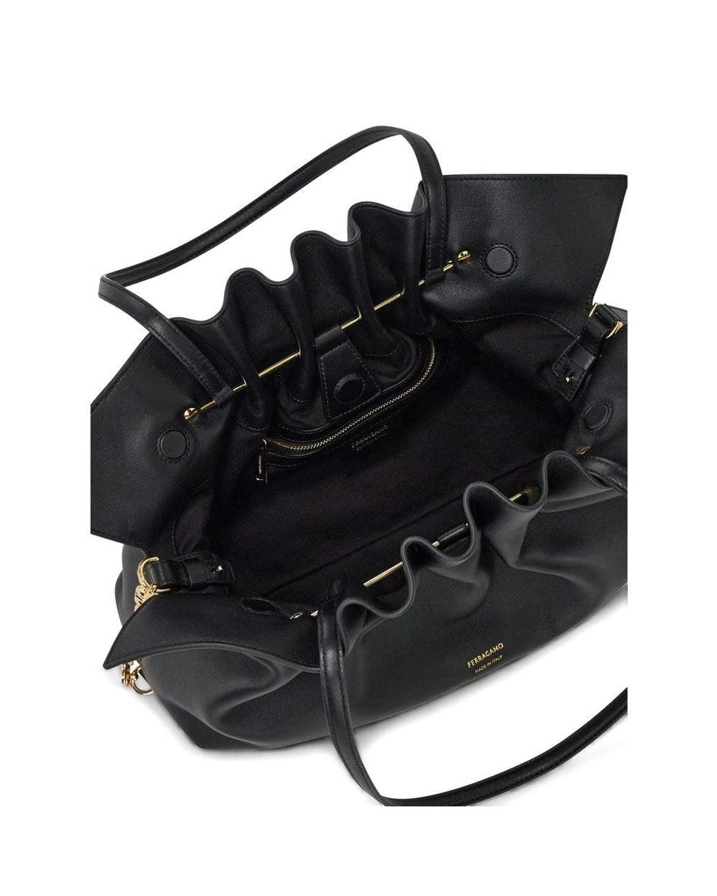 Ferragamo Black Soft Medium Shoulder Bag