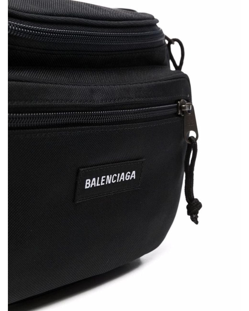 Balenciaga Black Explorer Recycled Nylon Belt Bag for men