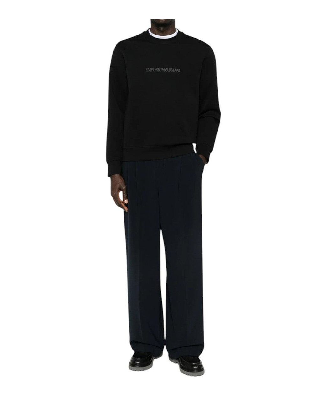Emporio Armani Black Crew Neck Sweatshirt for men