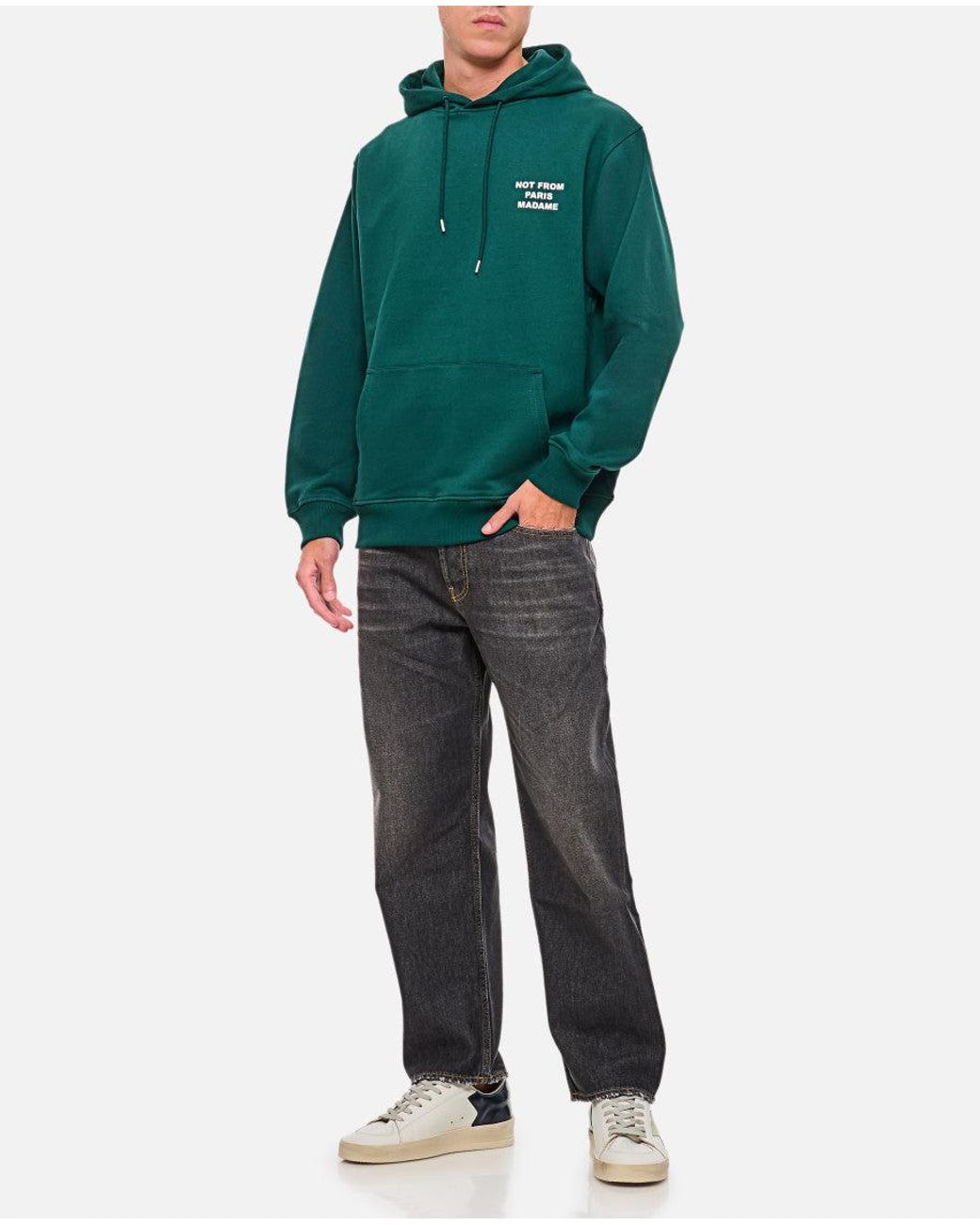 Drole de Monsieur Green Slogan Hoodie for men