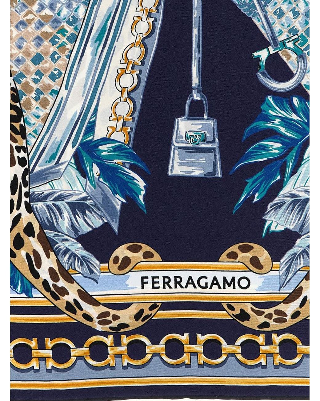 Ferragamo Metallic Felindra Animal Print Scarf