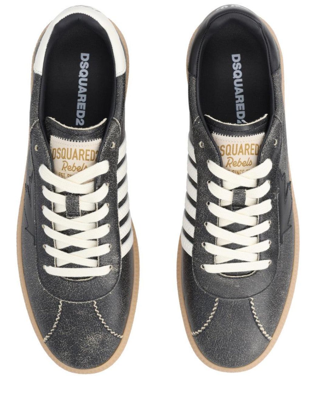 DSquared² Black Distressed Rebels Sneakers for men