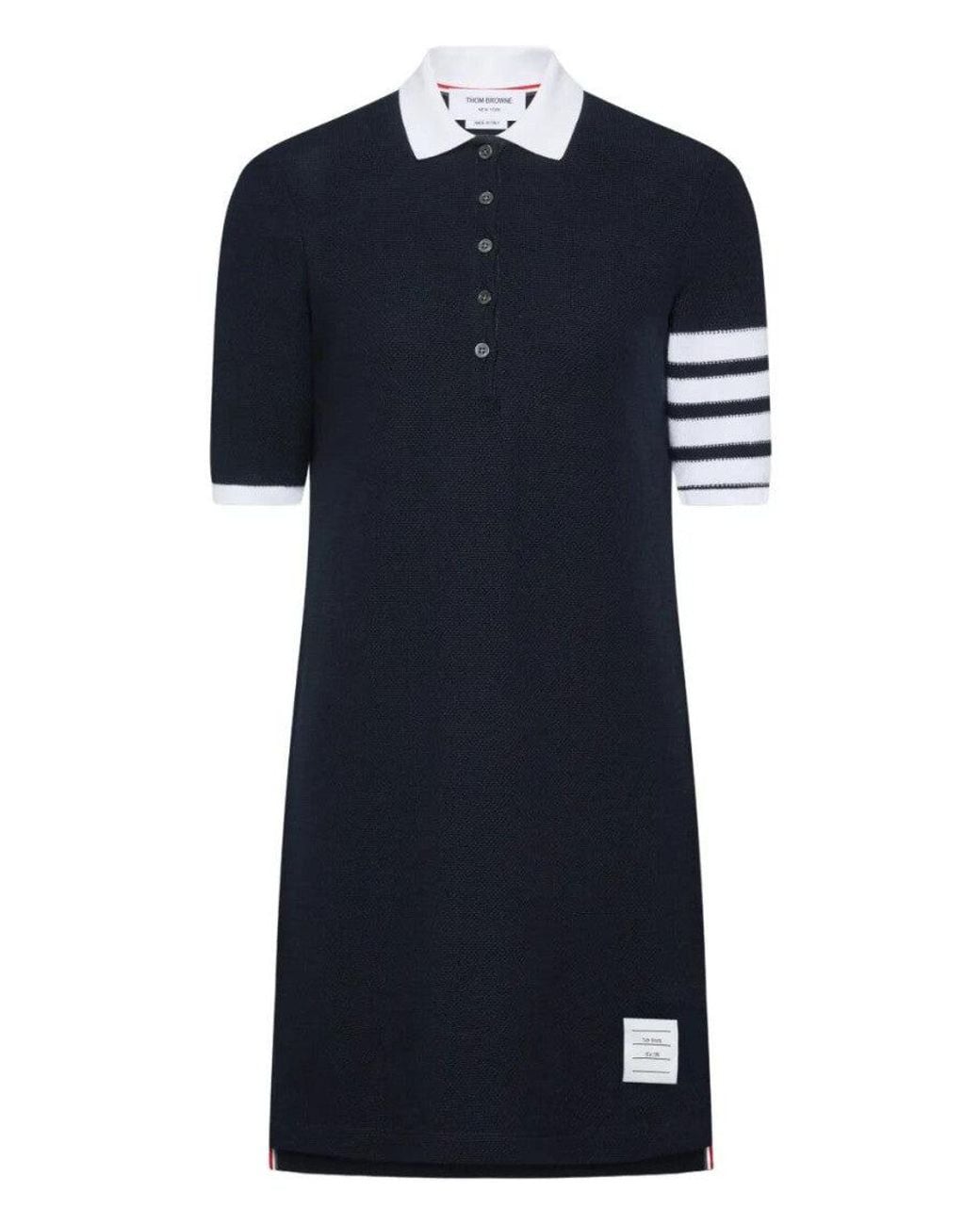 Thom Browne Blue 4-Bar Cotton Piqué Polo Dress