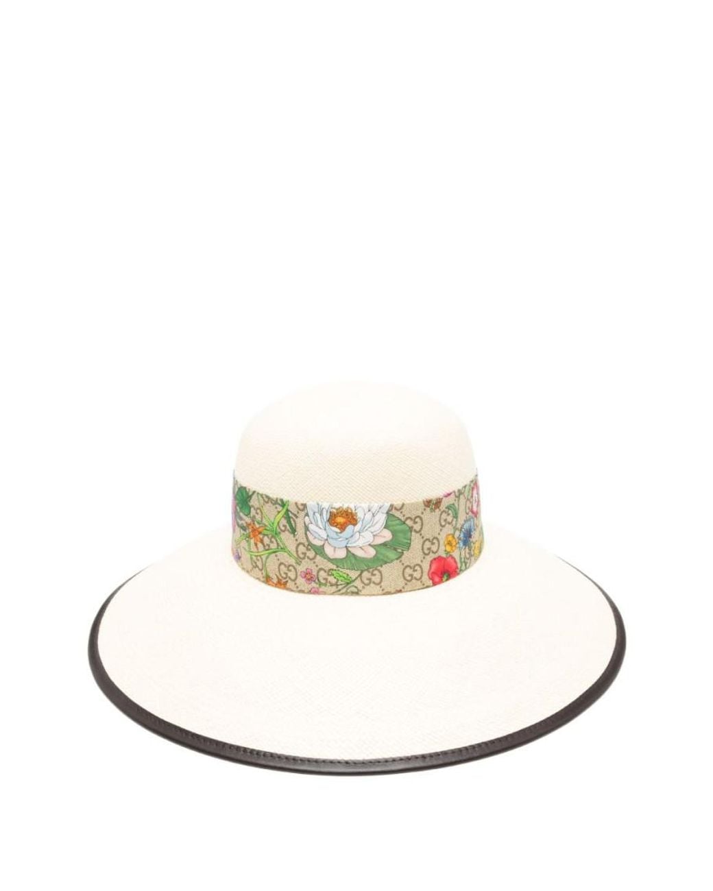 Gucci White Flora Straw Hat