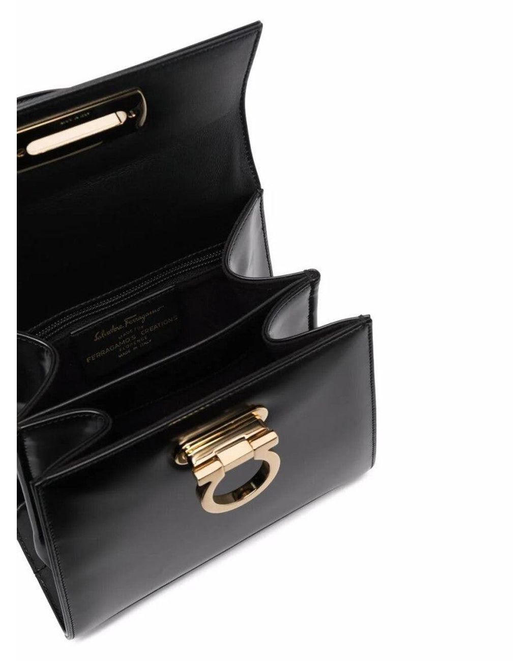 Ferragamo Black Gancini Small Satchel