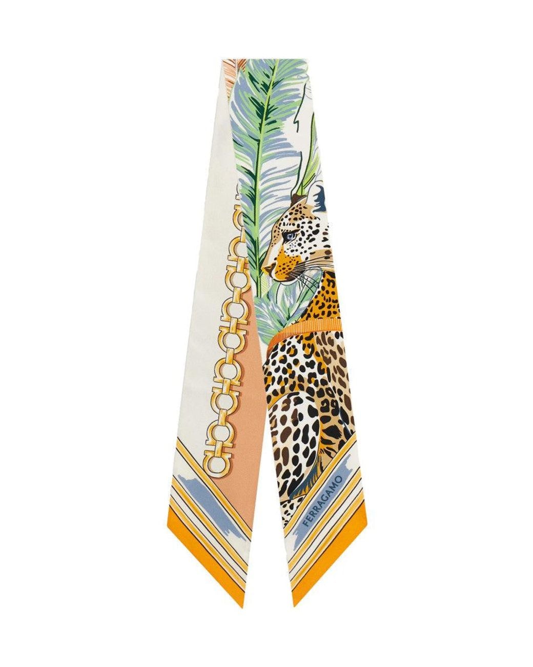 Ferragamo Metallic Animal Print Bandana Scarf