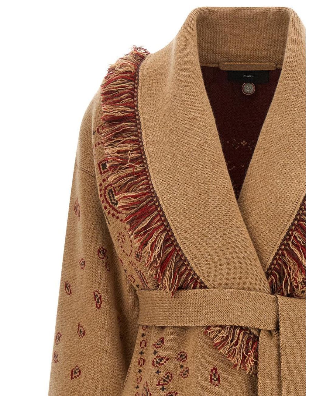 Alanui Brown Paisley Shawl Neck Cardigan