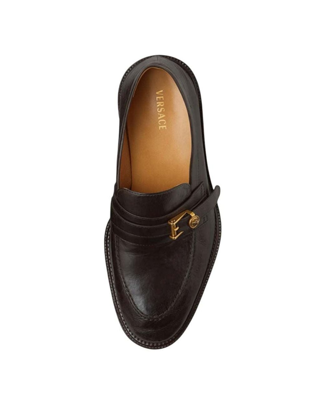 Versace Black Leather Primo Loafers for men