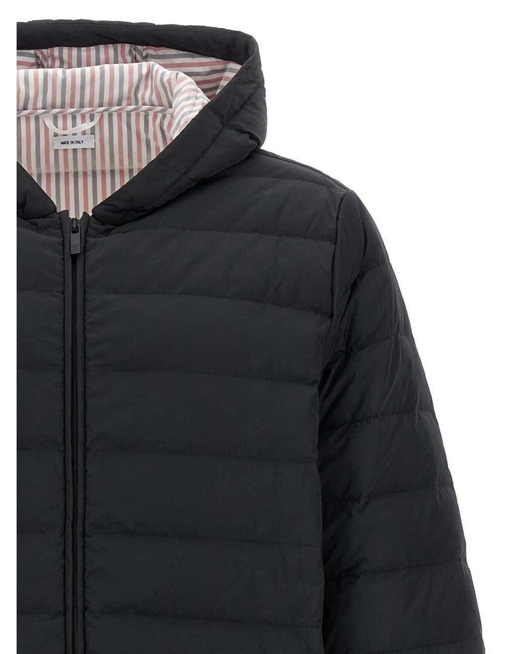 Thom Browne Blue 4 Bar Hooded Puffer Jacket for men