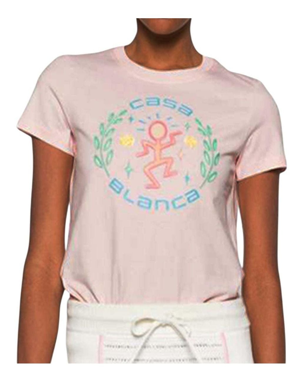 Casablanca Pink Crew Neck Graphic Logo Print T-Shirt