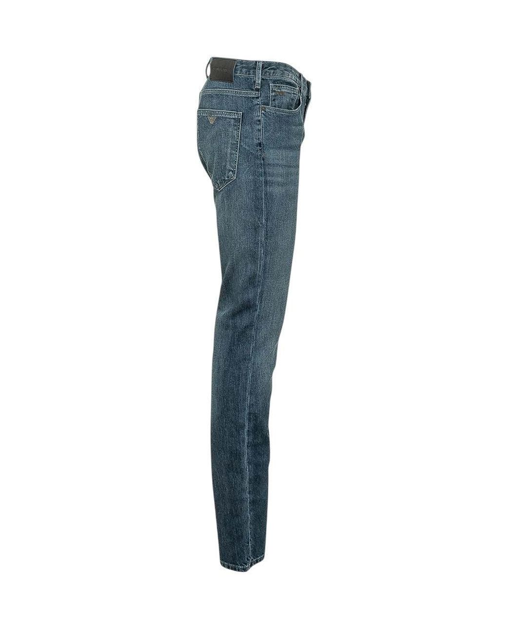 Emporio Armani Blue Slim Low Rise Jeans for men