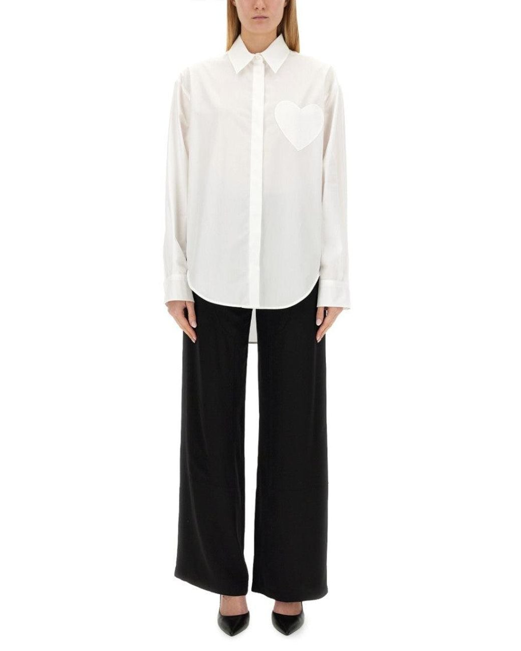Moschino White Oversized Embellished Shirt