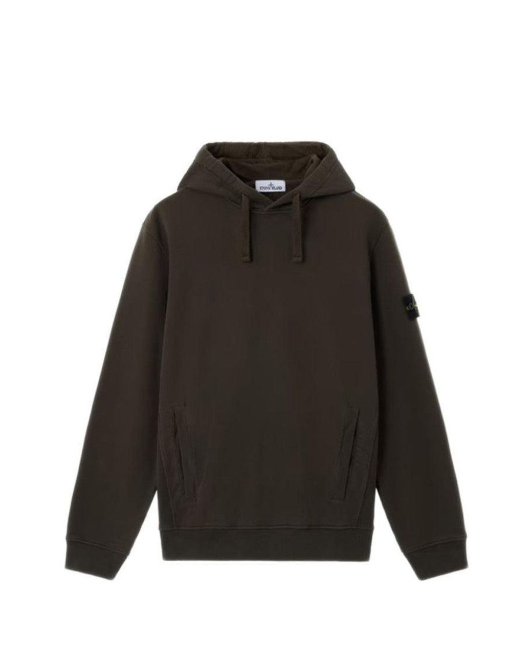 Stone Island Black Regular Solid Hoodie for men
