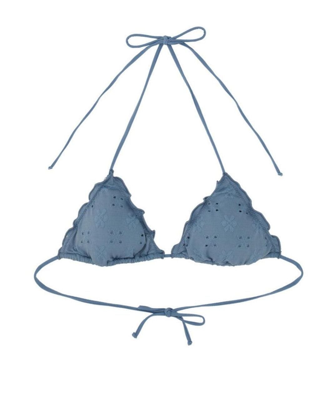 Mc2 Saint Barth Blue Embroidered Bikini Top Swimwear
