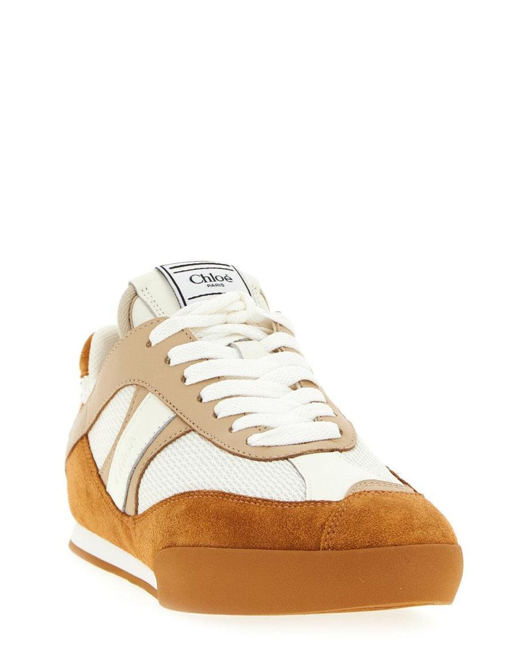 Chloé White Rusted Lace Up Sneakers