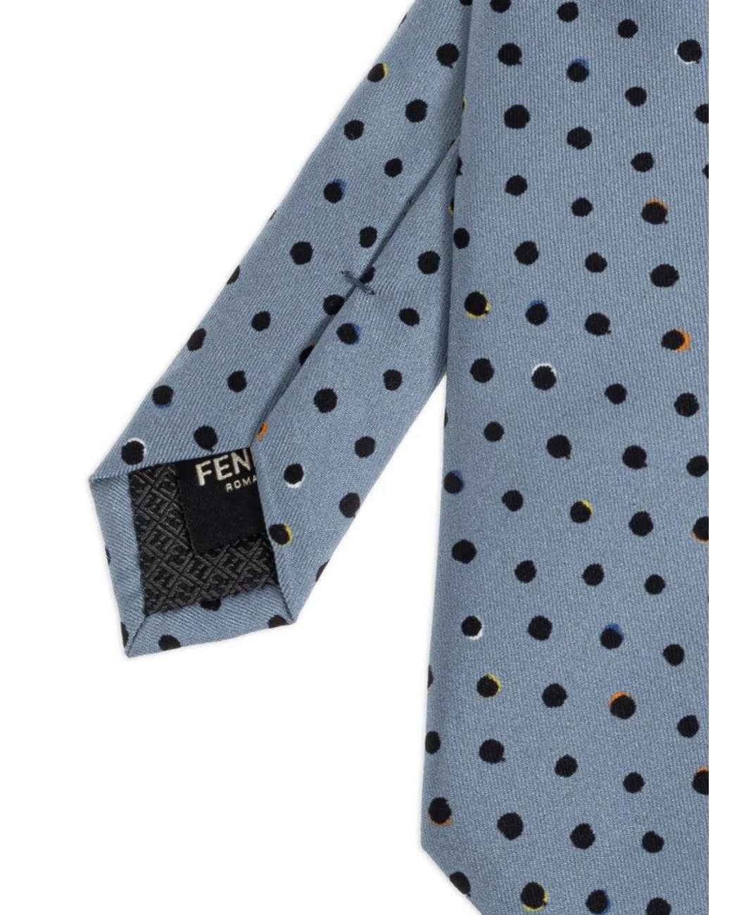 Fendi Blue Light Polka Dot Tie for men