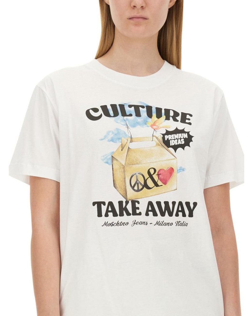 Moschino White Graphic Crew Neck T-Shirt