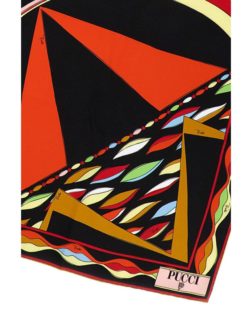 Emilio Pucci Black Emilio Carré Silk Twill Scarf
