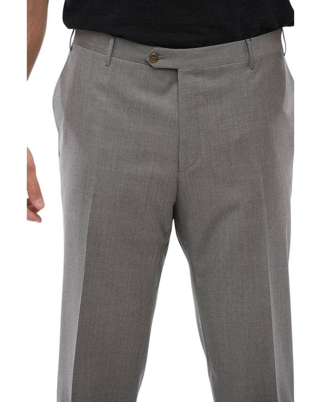 Corneliani Gray Flat Front Pants for men