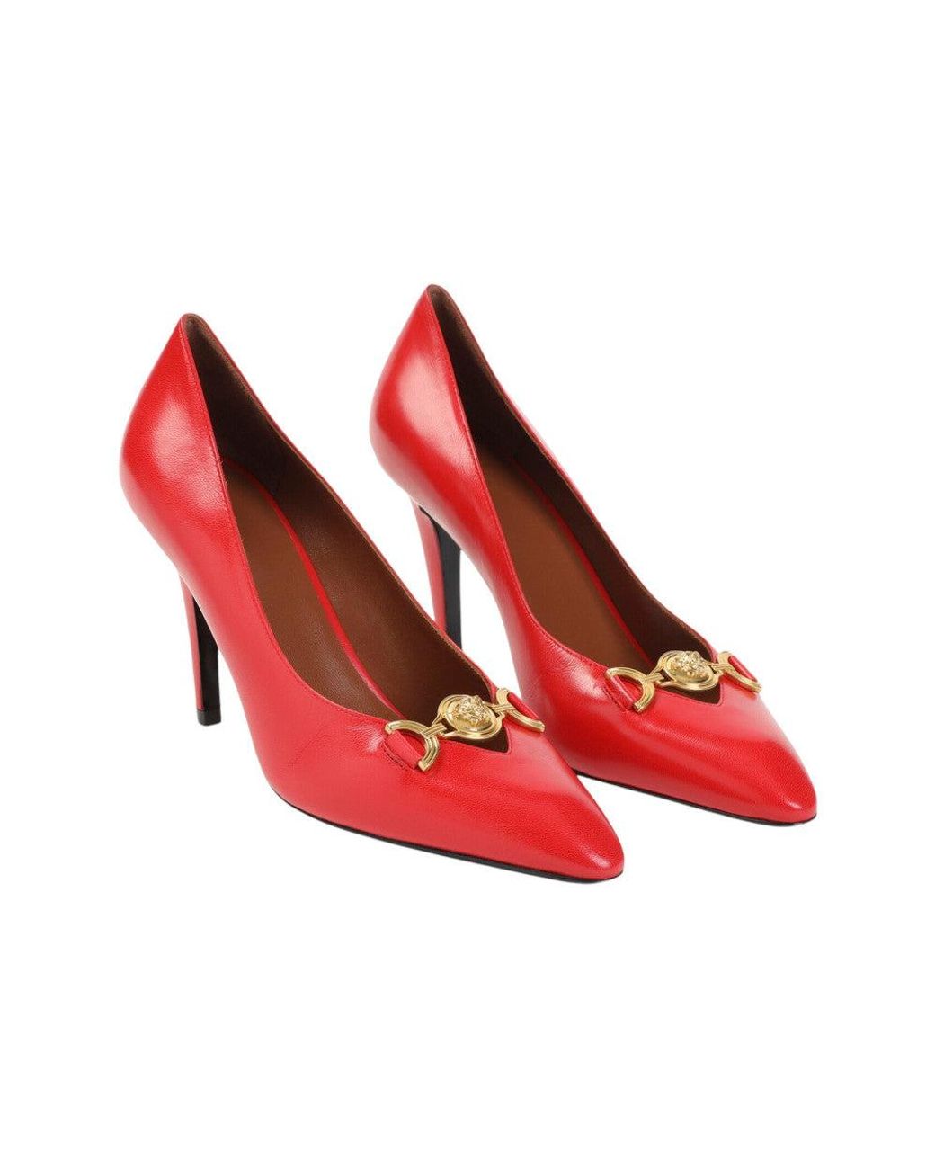Versace Red Leather Clelia Pumps