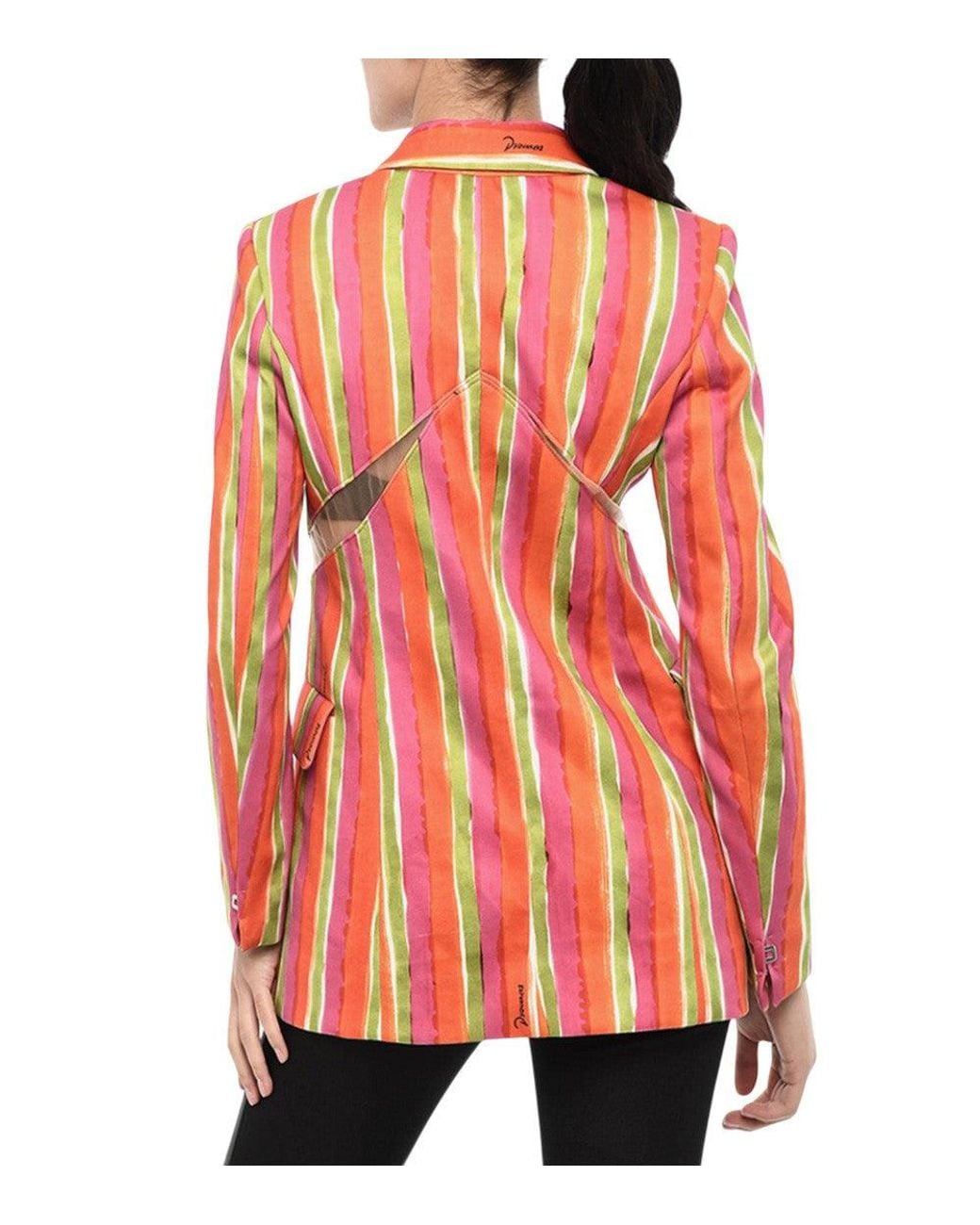 DSquared² Red Stripes Notched Lapel Blazer