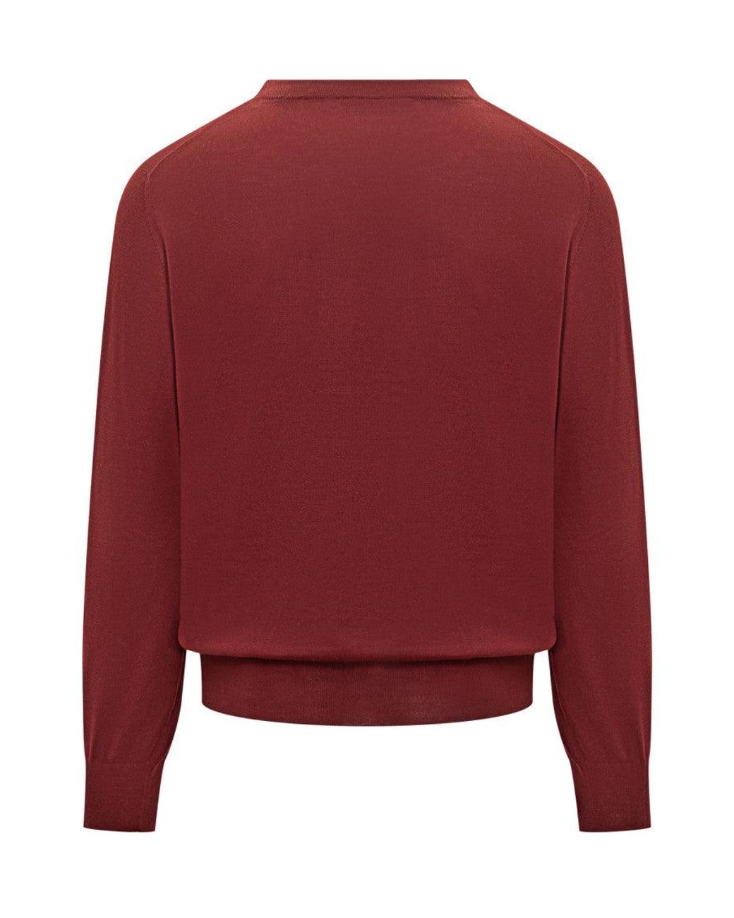 Brunello Cucinelli Red Solid Regular Sweaters for men