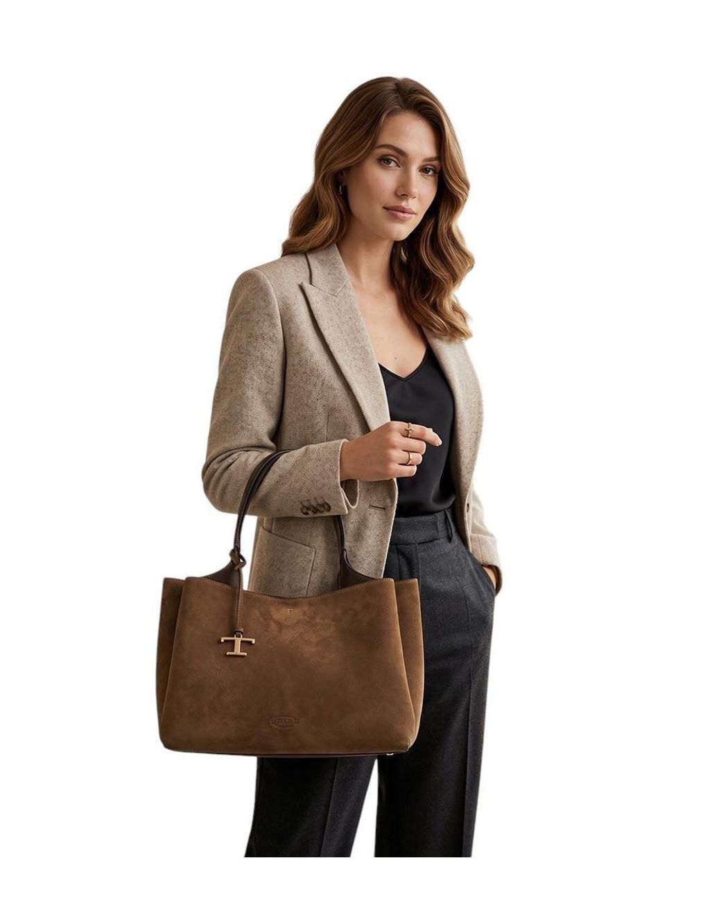 Tod's Brown T Timeless Medium Tote