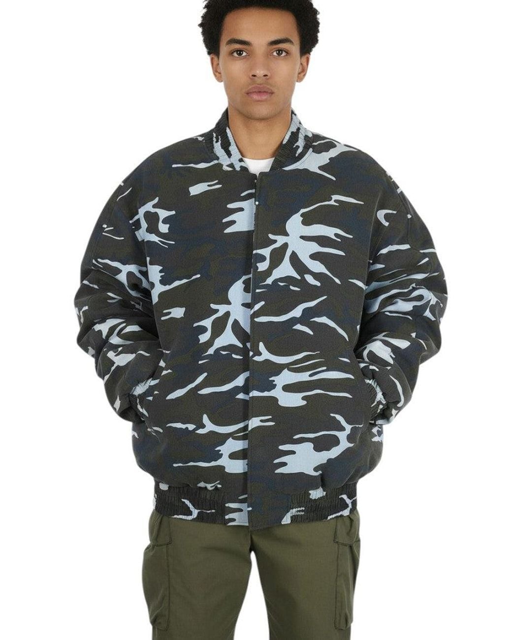 we11done Gray Camo Bomber Jacket for men