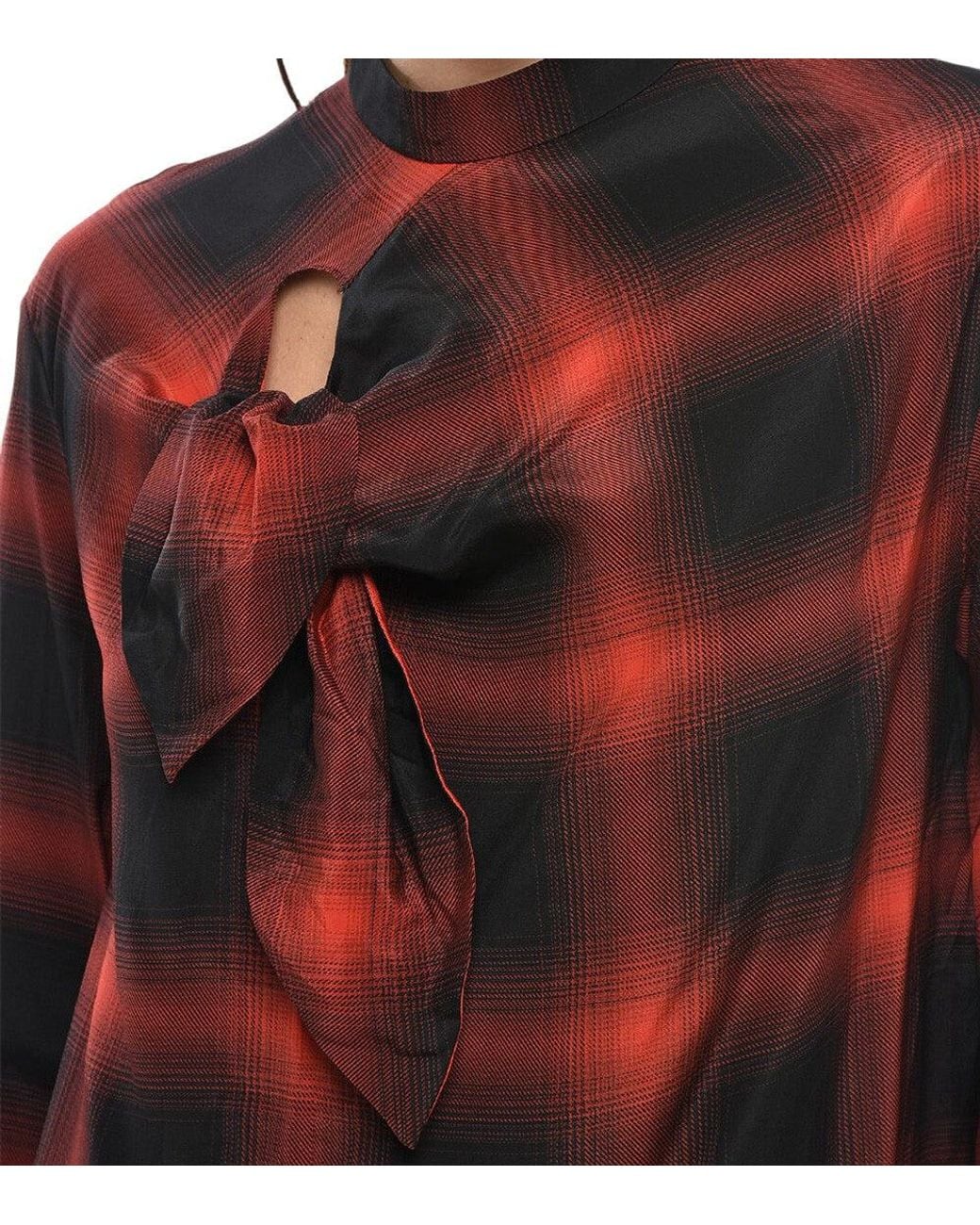 Stella McCartney Red Checks Band Collar Top