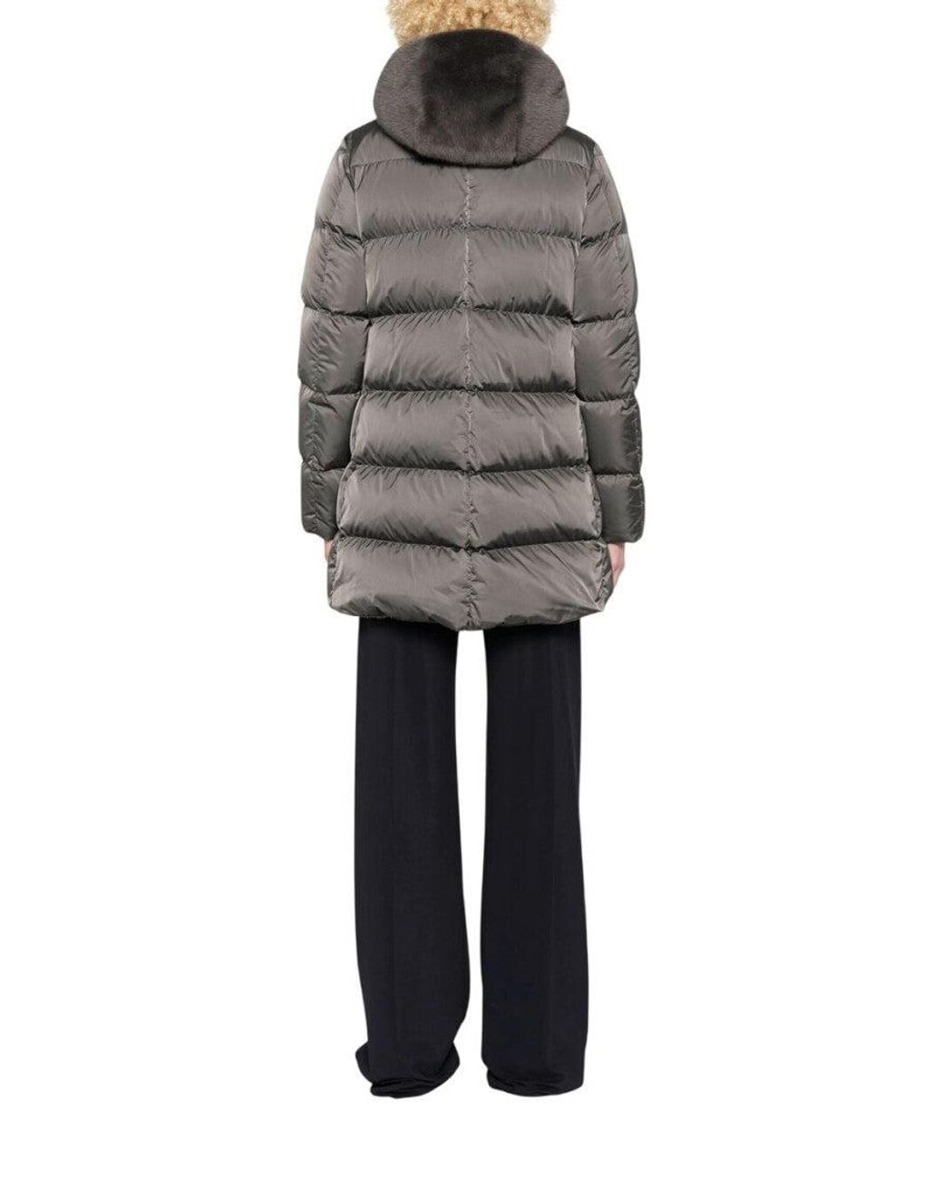 Herno Gray Dark Quilted Hood Jacket