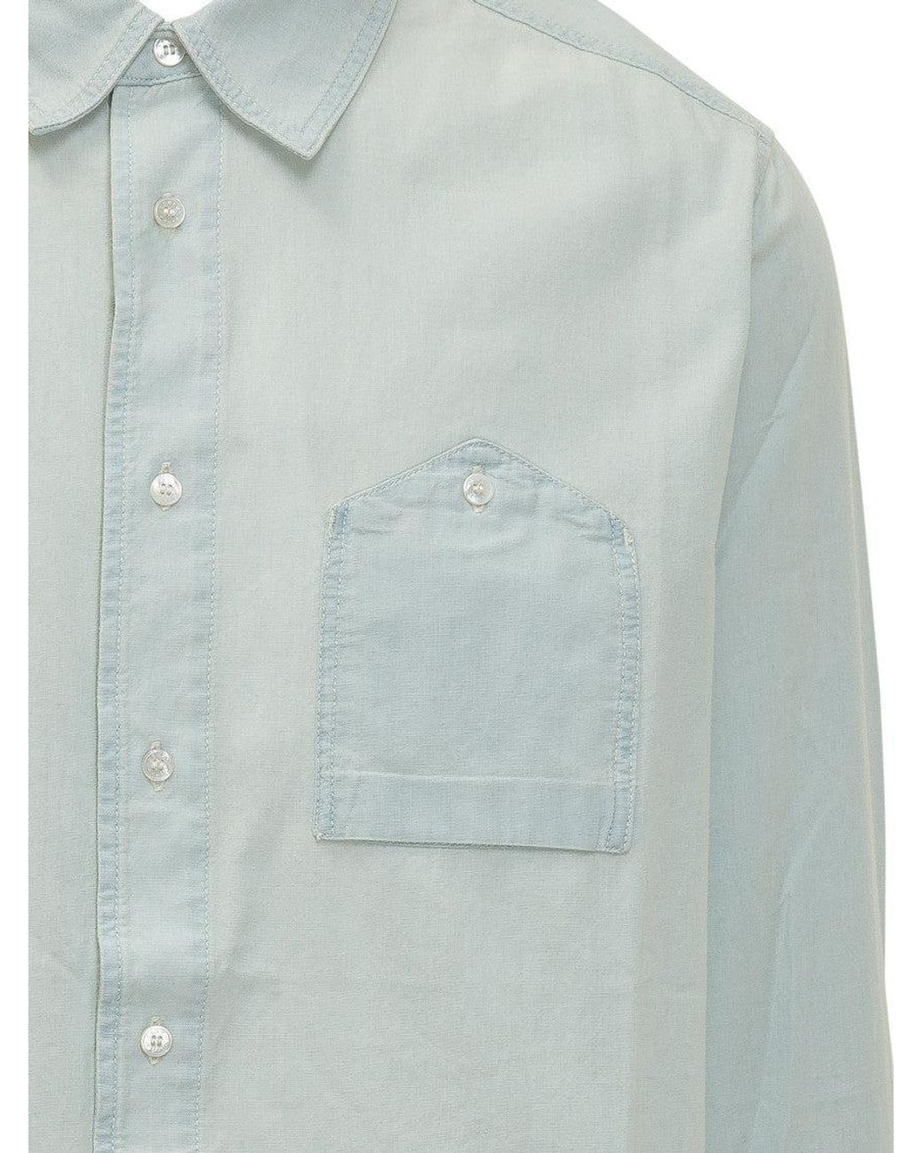 KENZO Blue Relaxed Solid Shirt for men